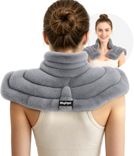 Magic Gel Almohadilla Térmica para Cuello y Hombros para Microondas, Envoltura Térmica con Peso y Calor Húmedo, Compresa Caliente Reutilizable de Felpa Suave