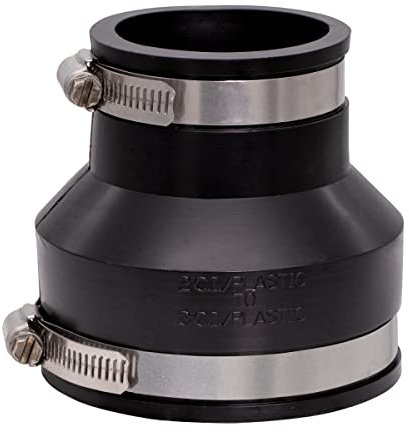 Fernco 1056-32 Reducing 3-in. x 2-in. Flexible PVC Pipe Coupling for Cast Iron and Plastic Plumbing Connections in Black