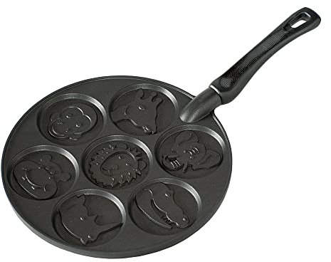 Nordic Ware NW 01980 Zoo - Sartén para tortitas (aluminio, diámetro 26,7 cm), color negro