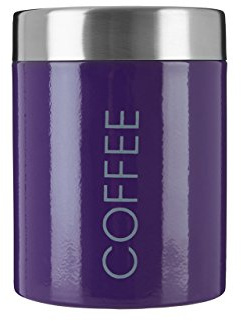 Premier Housewares 0508497 Boîte à Café en Émail Violet et Couvercle en Acier Inoxydable Satiné