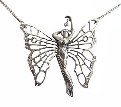 Halskette 925 Silber Kristall Jugendstil Damen geflügelte Frau