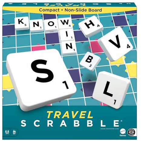 Mattel Games Travel Scrabble Game for 2-4 Players, English Edition