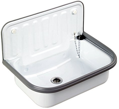 Ausgussbecken Spülbecken aus Stahl emailliert 51x33x37cm weiß ver, A2