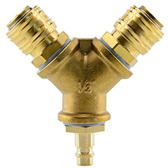 Fittingstore - Druckluftkupplung Verteiler Luftweiche mit Kupplungsstecker und NW 7,2 Druckluftkupplung montiert (2 fach - G 1/2)