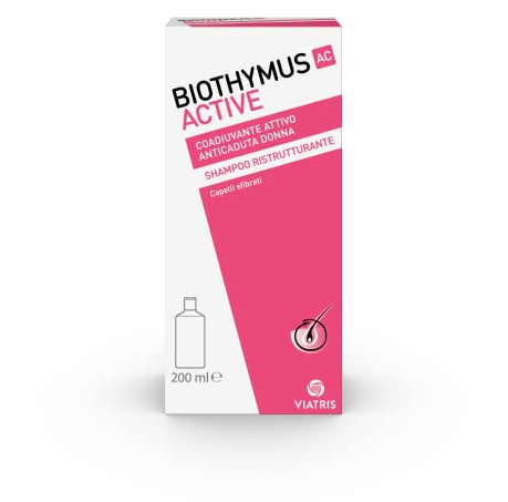 Biothymus Active Donna, Shampoo Anticaduta Ristrutturante, per Capelli Sfibrati, Confezione da 200 ml