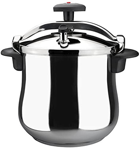 Magefesa Star Bombeada - Olla Express Tradicional 10L, Acero Inoxidable 18/10, Cocina Sana, Para Inducción, Reparto del Calor, Válvula Giratoria