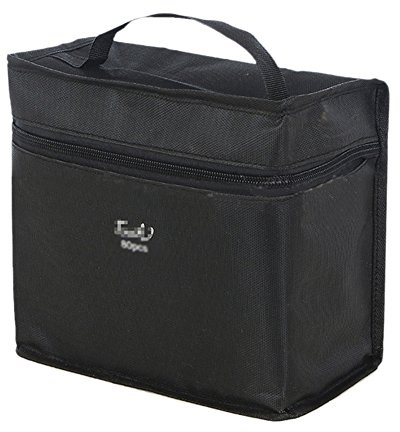 Butterme Oxford tyg markör pennfodral hållare förvaringsväska pennfodral kontorsmaterial påse pennväska dragkedja väska för konstnär konstverk, 4 Capacity 80 Svart