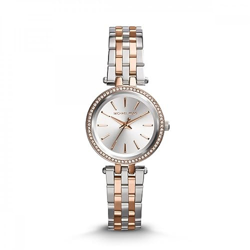 Michael Kors Petite Darci orologio al quarzo analogico con cinturino in acciaio inossidabile argento e oro rosa per donna MK3298