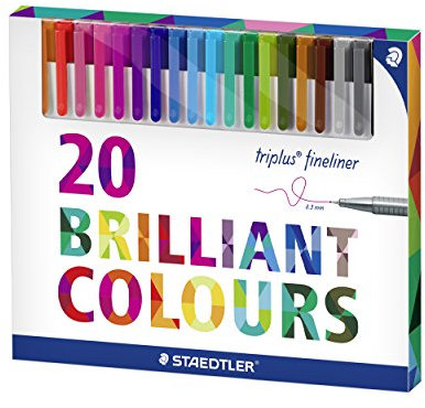 Staedtler 334 C20 triplus Fineliner Set mit 20 sortierten Farben Ergonomische Dreikantform, Schreiben, Malen und Zeichnen