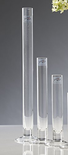 Sandra Rich Solifleur Glasvase, zylindrisch, Durchmesser 3 cm, hergestellt im Heißschneideverfahren 40 cm Hell
