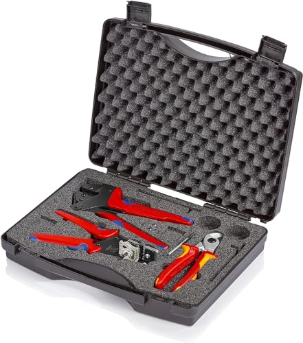KNIPEX Werkzeugkoffer für Photovoltaik, 3-teilig, Crimpzange-Set, 12 12 11 / 95 16 165 / 97 43 200, bis 6 mm², ohne Crimpeinsätze, 97 91 01