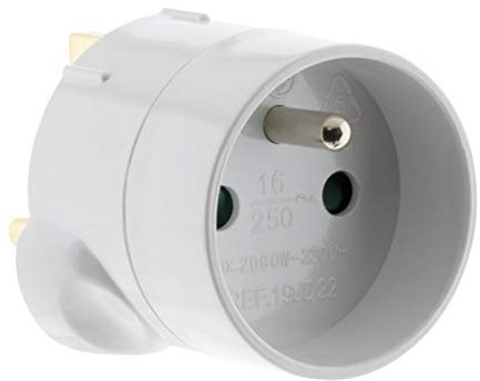 Zenitech - Adaptador de Enchufe de Viaje UK a FR - Plástico - Certificado CE, Enchufe Macho UK a Hembra FR - Ideal para Viajeros - Fácil de Usar - Práctico - Blanco