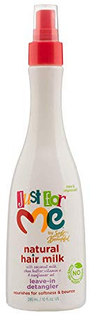 Just For Me Just for Me Natural Hair Milk Striegel - Districato e aiuta a prevenire la rottura, per tutte le texture dei capelli, contiene latte di cocco da 10 once