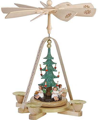 Piramide di Natale Angeli, 28 cm di altezza, naturale, originale Monti Metalliferi di Richard Glaesser