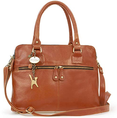 Catwalk Collection Handbags - Grand Tote Bag Femme Cuir - Sac à Main de Travail - Sac Porté Èpaule Avec Bandoulière Détachable - Victoria