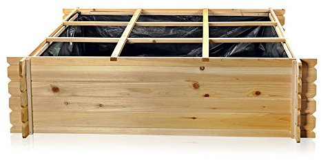 Madera Bancal/jardinera con 9 compartimentos 140 cm × 140 cm × 36 cm (L x B x H)