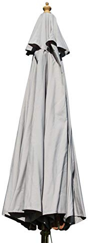 Large Hardwood Garden Parasol Umbrella - 3.5M Wide - (Light Grey)