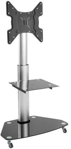 mywall HP1CL Standfuß / Rollwagen für Flachbildschirme 81 cm (32) - 140 cm (55) , neigbar +45° silber 20 Jahre Garantie
