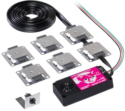 STOP&GO Marderabwehr 6 Plus-Minus Hochspannungsgerät mit Ultraschall - Doppelte Edelstahlkontaktplatten – Bordnetzanschluss – Haubenkontaktschalter – Anschluss Klemme 15