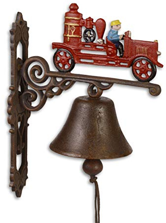 Decoratie Türglocke Wandglocke Gußeisen 2er Set antik Feuerwehr 34,5 cm