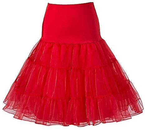 Boolavard 1950 Petticoat Vintage Retro Unterrock Reifrock Underskirt für Rockabilly Kleid (Klein/Mittel 32-40, Rot)