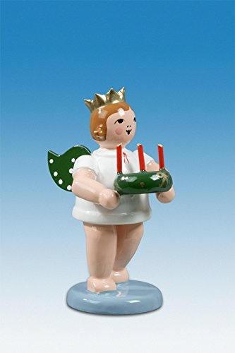 Rudolphs Schatzkiste Holzfigur Engel mit Adventskranz und Krone Höhe 6cm NEU Holzengel Instrument Seiffen Erzgebirge Figur Dekoration Holzfiguren Weihnachten Fensterschmuck Spielzeug Deko