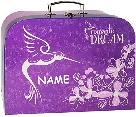alles-meine.de GmbH Koffer/Kinderkoffer - Vogel Kolibri - Romantic Dream - incl. Name - Pappkoffer - groß - Puppenkoffer Koffer - Reisekoffer aus Pappe mit Metall Griff - f..