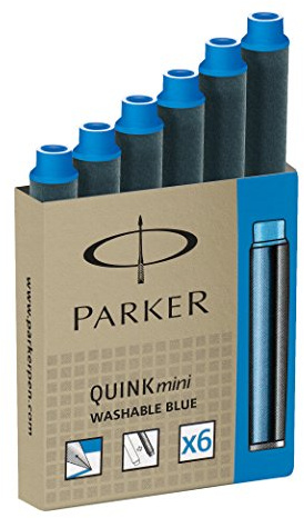 Parker Tintenpatrone Quink Mini Packung mit 6 Stück, blau