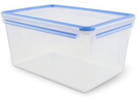 Emsa 508548 Contenitore per alimenti rettangolare con coperchio, 8,2 litri, trasparente / blu, Clip & Chiudi