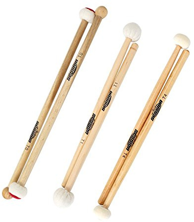 XDrum Paukenschlägel Set mit 3 Paar: Soft, Medium, Hard
