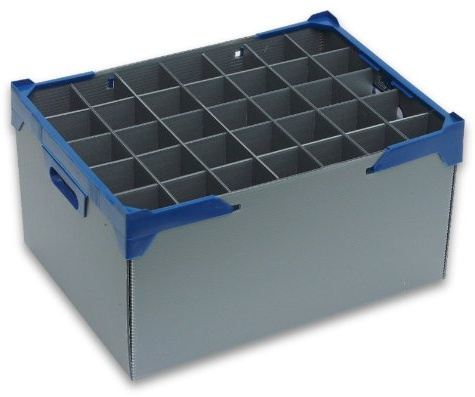 Glassware Storage Crates - Glassjacks, Champagne Prosecco Flute & Glass Storage Box, Pack of 5 for Glass Max Width 64mm, Max Height 240mm - 35 Cells.