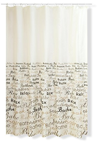 Lulizzie ROLLER Duschvorhang - Weiß, Klassisch, Einfach, Buchstabenmuster, Waschbar, Wasserdicht, 100 Polyester, 0.42 kg, 1 Panel, 25-35 mm, Badezimmer