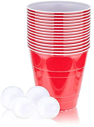 True Giant Beer Pong Set Includes 20 Cups (110 oz Each) and 4 Sphere Balls, Indoor & Outdoor Party Essentials, Beach and Yard Games for Adults