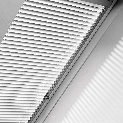 Original VELUX Jalousette für GGL, GHL, GPL, GTL S08 und 608 / GGU, GHU, GPU, GTU in der Farbe Standard 7001 / Uni Weiß, Seitenschienen in Silber / PAL 7001S