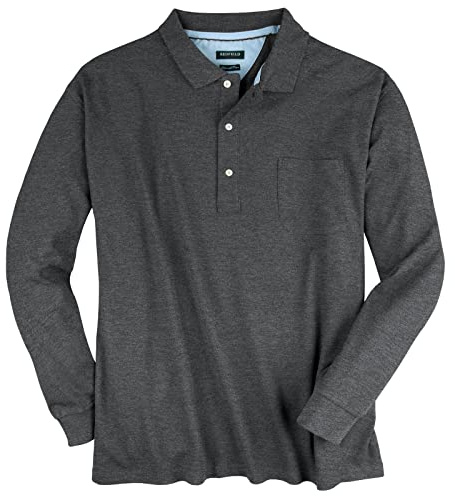 Redfield Langarm-Poloshirt anthrazit Melange XXL