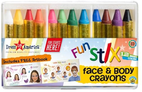Dress Up America Pastelli Per Dipingere Il Viso - Con Libro D'arte E Disegni Per Dipingere Il Viso Facili Da Seguire - Pittura Per Viso E Corpo Non Tossica - Kit Per Truccare Il Viso Per Halloween Per Bambini E Adulti