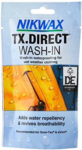 Nikwax TX. DIRECT Wash-in Waterproofer for Outdoor Gear. Safely, Revitalises Breathability & Water Repellency of Waterproof Fabrics. Recommended for Gore-Tex, SympaTex & eVent (100ml Pouch)