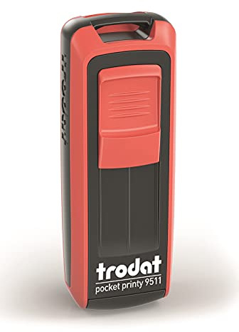 Red 9511 Mobile Printy Self Inking Pocket Stamp with Medicinal Logo Sign and Custom Text