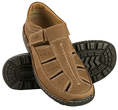 Zerimar Sandaler för män | Vandringssandaler för män | Sandaler för män | Lädersandaler för män | Sommarsandaler för män, Moka, 40.5 EU