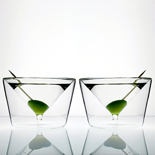 Charles and Marie InsideOut Collection | Copas de Martini y cóctel de doble pared | Juego de 2 vasos de regalo para bodas, aniversarios, Nochevieja, despedidas de soltero y fans de James Bond