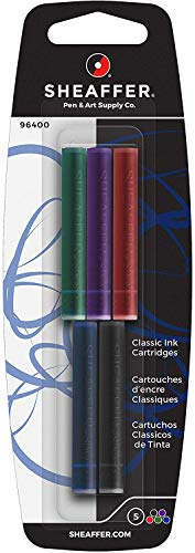 Sheaffer Skrip Fountain Pen Classic Ink Cartridges, A Pack of 5 Assorted Colors.