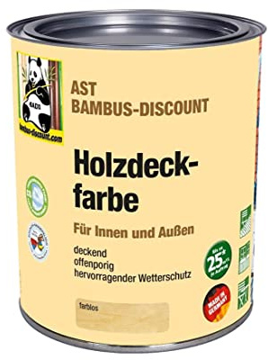 Holzdeckfarbe Bambus Holzlasur offenporig farblos 0,75 Liter für Innen und Außen - Hervorragender Wetterschutz für alle Bambus- und Holzsorten