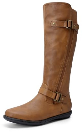 DREAM PAIRS Women's Trace Faux Fur-Lined Knee High Winter Boots,Size 6,Camel,Trace