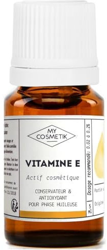 MY COSMETIK - Vitamina E - Tocoferolo - Principio attivo cosmetico - Conservante e antiossidante - 100% di origine vegetale pura - 5 ml