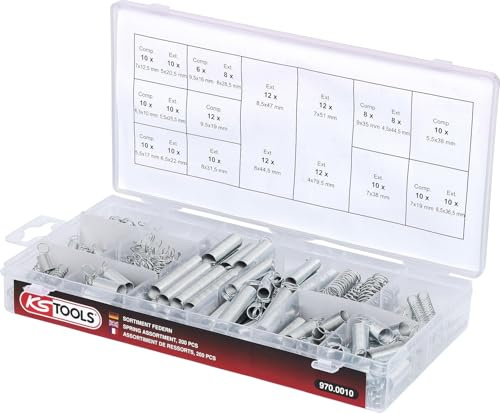 KS Tools 970.0010 Sortiment Federn, 200-tlg. | 200 Teile, im Kunststoffkoffer