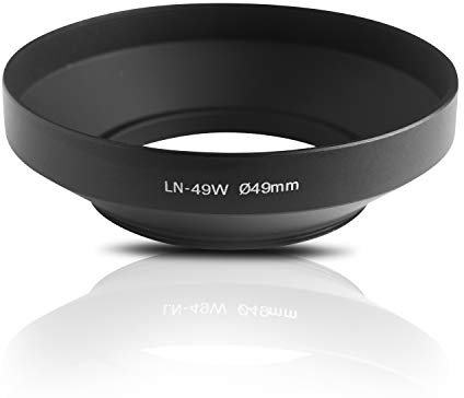 Lens hood made metal (aluminum). For screwing in and for wide-angle lenses. For Canon Sony Nikon Pentax Olympus Leica Fujifilm Panasonic (49mm)