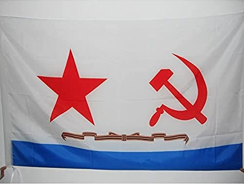AZ FLAG Bandiera Forze Navali Dell'Urss 150 x 90 cm - Bandiera Navale Comunista - Russia 90 x 150 cm Foro per Asta