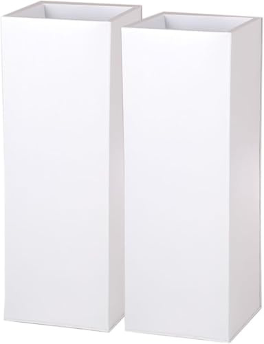 VIVANNO 2er Set Zink Blumenkübel Pflanzkübel Block 65 cm, Weiß