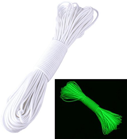 ZJchao(TM 9 Strand 550 Luminous Floureszierende Paracord Fallschirm-Schnur (weiß, 25ft)