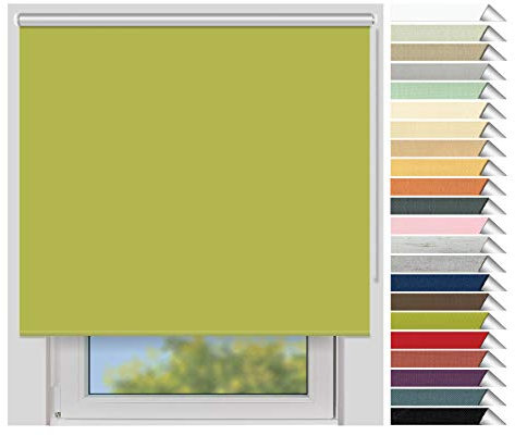 EFIXS Thermorollo Medium - 25 mm Welle - Breiten: 60-240 cm - Höhen bis 240 cm - Hier: 200 cm x 190 cm (Stoffbreite x Höhe) - grün (067) - Hitzeschutzrollo - Verdunklungsrollo